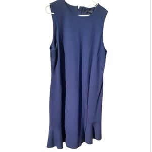 ​Margaret M Blue Ponte Ruffle Hem Sleeveless Dress 1X Made in Canada